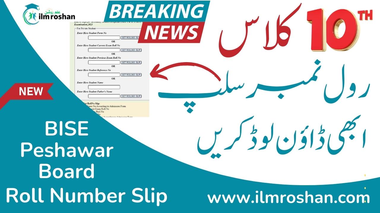 10th Class Roll Number Slip 2024 Peshawar Board