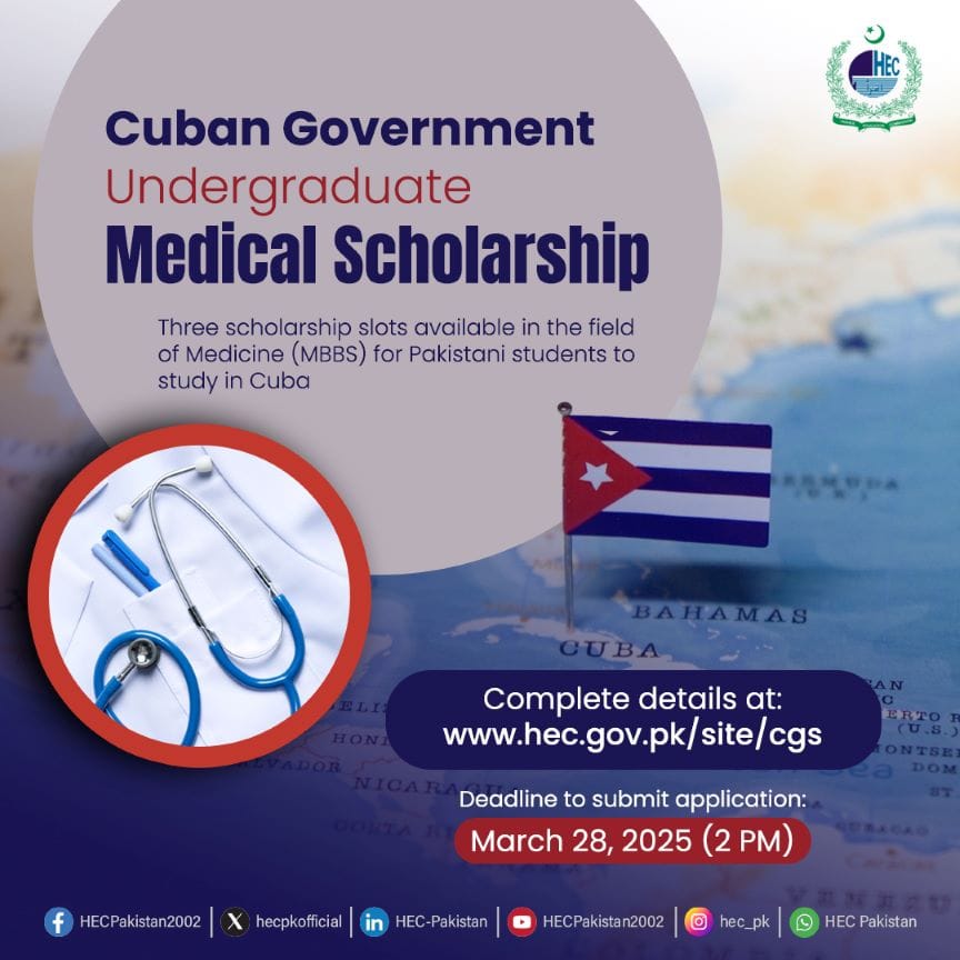 cuban gvt scholarhip 2025 ilmroshan HEC Cuban Government MBBS Scholarship 2025